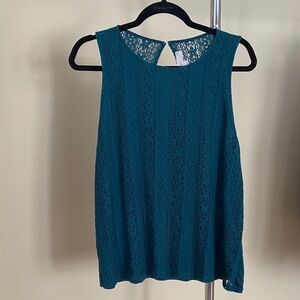 Loft Teal Lace Sleeveless Top